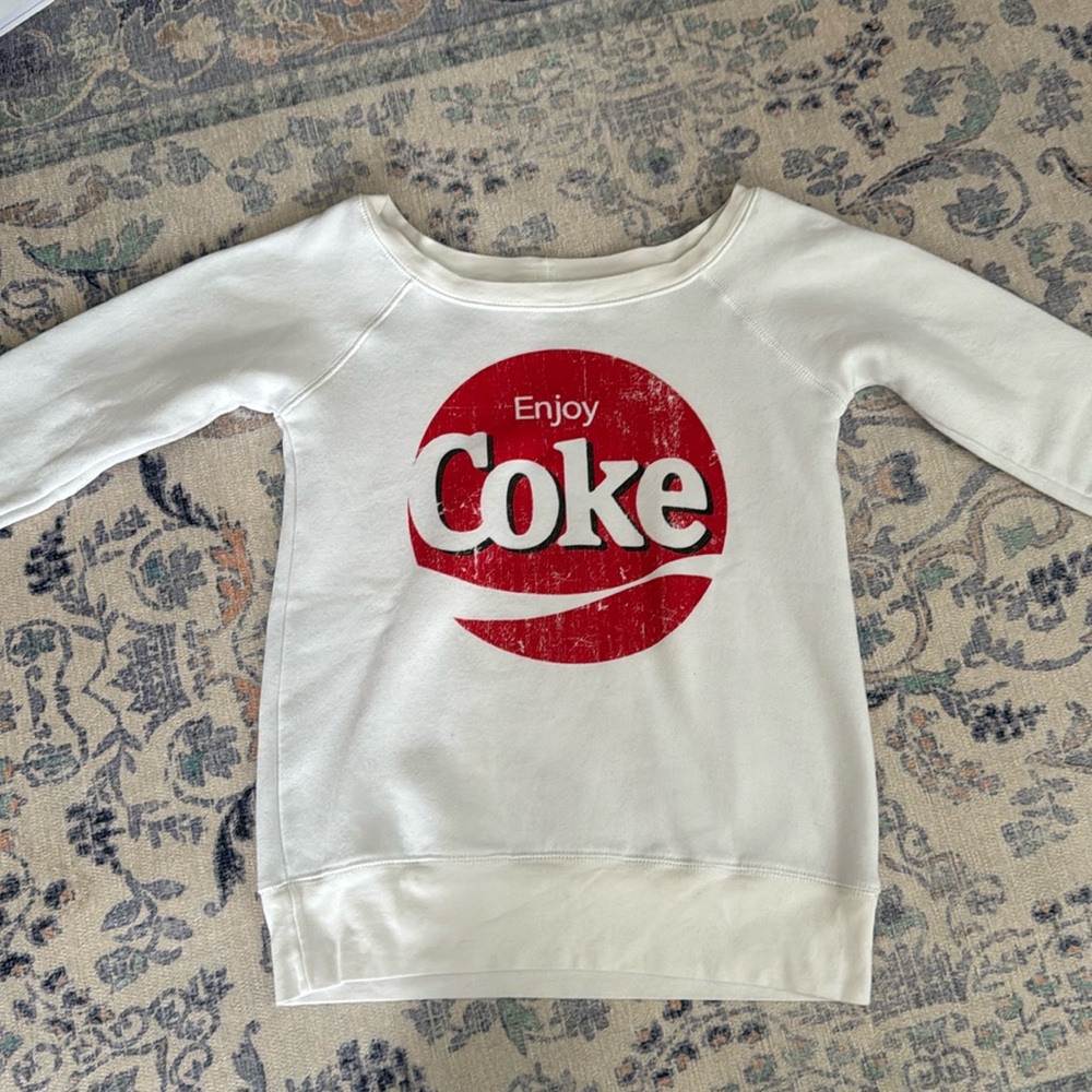 vintage style coke off shoulder crewneck
